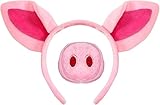 PPGGOPP Schwein Kostüm Set, Schwein Ohren Stirnband, Schweinohren Stirnband, Ohren Haarreif, Schweinenase, Rosa Schwein Kostüm Kit Zubehör,Tier Kostüm Kinder, für Karneval, Halloween