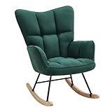 HaiYiZuhause Schaukelstuhl, Bequemer Stillsessel & Lesesessel, Relaxstuhl mit hoher Rückenlehne für Wohnzimmer, Schlafzimmer, Balkon oder Kinderzimmer, Moderner Schaukelsessel (Grün)