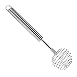 UNTERING Manueller Eier-Schneebesen, rotierender Push-Mixer, Rührer, Edelstahl-Spiralen, Feder, Hand-Buttermischer, einfach zu bedienen, Edelstahlfeder