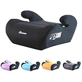 Bemesu Kindersitzerhöhung, Sitzerhöhung Auto Kinder 125-150cm, Kinderautositze Nach Neuer i-Size Norm R129, Kindersitz ohne ISOFIX, Autositz für Kinder 6-10 Jahre (Schwarz)