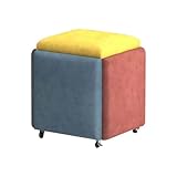 Multifunktionaler 5-in-1-Sitzwürfel mit Lenkrolle und gepolstertem Sitz, buntes Tech-Stoff-Sofa-Hocker für Wohnzimmer, stapelbarer Stuhl in fünf Farben (35 x 35 x 35 cm)