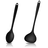 Langstielige Suppenkelle Schöpfer Silikon Set, Kellen Set Küche, Schöpflöffel Groß, Multifunktional Silikon Schöpfkelle Mit Rundem Aufhängeloch für Kochen Rühren (1 x Schöpfkelle, 1 x Schöpflöffel)