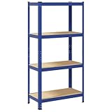 Eleganz Lagerregal 80 x 40 x 156 cm Schwerlastregal Steckregal mit 4 Böden Blau Werkstattregal je Fachboden 320 kg belastbar