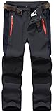 DAFENP Kinder Softshellhose Skihose Warm Gefüttert Thermohose Winter Wasserdicht Winddicht Schneehose Jungen Mädchen Wanderhose KZ0056-DarkGrey-140/152