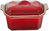Le Creuset Steinzeug Foie Gras Terrine mit Presse und Thermometer, 0,6 l, Kirsche, 91008406064110