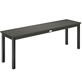 Outsunny Gartenbank aus Metall, 2-Sitzer mit Sitzfläche in Holzoptik, ohne Rückenlehne, Stahlrahmen für Terrasse, Balkon, Park, Tragkraft 240 kg, 130 x 34 x 43 cm, grau