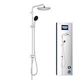 GROHE Vitalio 250, Duschsystem mit Umstellung, wassersparend, 8l pro Min (für vorhandene Armaturen, 2 Strahlarten, extra große Brausestange 104cm), rund, chrom, 26989001