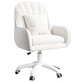 Aivermeil Homeoffice Stuhl, SamtStuhl mit Kopfkissen, 360° drehbar Höhenverstellbar Bürostuhl ergonomisch, Schminkstuhl Drehstuhl，für Arbeitszimmer Schlafzimmer,bis 120kg belastbar Weiß