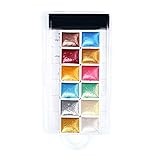 COMTERVI Glitzerndes Aquarellfarben-Set, 12 Farben, Klassische Kunst-Festfarben mit Großer Pfanne in Voller Größe, Gute Lichtechtheit, Ideal für Illustratoren und Künstler (BSC05)