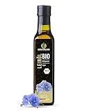 Kräuterland Bio Leinöl 250ml, bio Leinsamen, kaltgepresst, mild und nussig, reich an Lignane und Omega 3-6-9 Fettsäuren, naturrein ohne Zusatzstoffe, glasflasche, mühlenfrisch