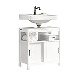 SoBuy FRG128-W Waschbeckenunterschrank Badmöbel Badschrank mit Fußpolster Unterschrank Waschtisch weiß BHT ca.: 60x61x30cm
