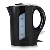 Emerio Wasserkocher, 1.0 Liter, 900 Watt, Wasserstandsanzeige, BPA-frei, Trockengehsschutz, beleuchteter Ein-/Aus-Schalter, ideal für Zuhause, Camping oder Büro, WK-121616.1, Schwarz