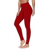 Generisch Leggings Damen High Waist Blickdicht Yogahose mit Bauchkontrolle Sport Yoga Sportleggins Gym Bequem Training Sporthose mit Taschen Elegant Fit Leggins Casual Einfarbig Basic Schlaghose