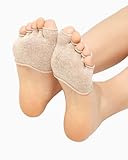 QLEUIFT 4 Paare Zehlinge Füßlinge Socken öffnen fünf halbe Zehensocken Unsichtbare Sportsocken Yoga Socken Vorfußsocken Frauen rutschfeste Pilates Balletttanz Zehenschutz - Khaki