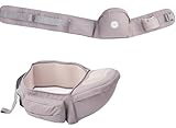 Hüftsitz Baby EXTRA 50mm weiche Polsterung 2x Taschen Hüfttrage 65-140cm Kleinkind 4 Positionen seitentrage (S M L XL) ergonomisch Taillen Hocker (Grau)