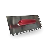 Karl Dahm Zahnglättekelle mit extra scharfer Zahnung 4–12 mm – Profi-Fliesenkelle mit stabilem Holzgriff für präzises Auftragen von Fliesenkleber – entwickelt von Fliesenlegern (12mm)