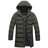 ZACOLLAN Jacke Herren Leichte Komfortabel Baumwollejacke Jugend Trend Winterjacke Verdicken Warm Kältejacke Casual Mode Hoodiejacke L-Army Green XXL