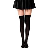 ADLABLD 1 Paar Schwarz Overknee Strümpfe,Nylon Thigh High Socks,Kompressions Damen-Kniestrümpfe,Overknees Strümpfe Damen für den Alltag, Weihnachten und Halloween Cosplay
