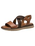 Tamaris Comfort Damen Sandalen flach aus Leder mit Klettverschluss, Braun (Nut), 39 EU