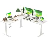 Agilestic L-förmig Höhenverstellbarer Schreibtisch, 160 x 140 cm Schreibtisch Höhenverstellbar Elektrisch, Eckschreibtisch Ergonomischer Steh-Sitz Tisch Computertisch, Weiß