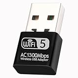 USB WLAN Stick 1300Mbps WLAN Adapter Dual Band 2.4GHz/5.8GHz WLAN Auf PC Netzwerk Empfänger Wireless WiFi Dongle für Desktop PC/Laptop unterstützt Windows 11/10/8.1/7/Vista Mac OS 10.9-10.15
