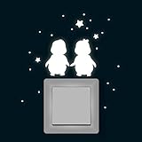 ilka parey wandtattoo-welt® Lichtschalteraufkleber Leuchtsticker Wandtattoo Pinguine Sterne fluoreszierend nachtleuchtend Wandsticker Wandaufkleber Lichtschaltersticker Lichtschaltertattoo M1367
