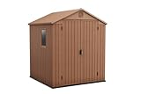 Keter Gerätehaus Darwin 6x6, Braun, Außenmaße 190x183x221cm, wartungsfrei, wetterfest, wasserdicht, mit Unterboden
