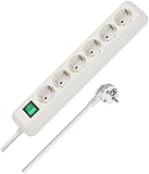 Brennenstuhl Eco-Line, Steckdosenleiste 6-fach (Steckerleiste mit Schalter und 3m Kabel, Mehrfachsteckdose besonders stromsparend) weiß