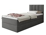 Boxspringbett Star Mini mit Bettkasten, Bonell-Matratze und Topper - Einzelbett mit Matratzentopper, Polsterbett, Bett, Schlafzimmer, Jugendzimmer (Dunkelgrau (Kronos 22), 100 x 200 cm)