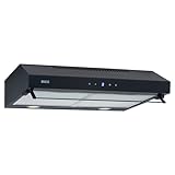 Doppelmotor Design Unterbau-Dunstabzugshaube NEG15-TDLB+ (schwarz), Glas-Front mit Sensor Touch, 384 m³/h Umwälzleistung, Nachlauffunktion, Abluft und Umluftbetrieb