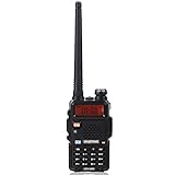 Bonnlo Dual Band Funkgerät für UHF VHF, Walkie Talkie mit 1800 mAh Akku, Kopfhörer für Erwachsene, Schwarz