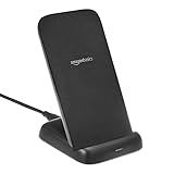 Amazon Basics Qi-zertifizierter kabelloser Ladeständer, 10 W, für Telefon 16/15/14/13/12/11/X, Samsung und mehr, mit USB-Kabel (ohne Netzteil), Schwarz