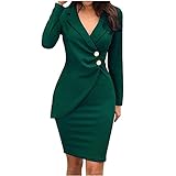 Generic Damen Kleider Winter Minikleid Knielang Warm Bequemes Pulloverkleid Winterkleid Mädchen Umstandskleid Festlich Casual Langarm Minikleid Business Kleider, Armeegrün, L