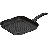 WMF Grillpfanne 27 x 27 cm mit Ausguss, Steakpfanne gerillt, nicht induktionsgeeignet, Aluminium beschichtet, Grill Pfanne ideal zum knusprigen Braten, eckige Pfanne, Kunststoffgriff mit Flammschutz