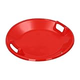 TFGXUE Schlitten Kinder, Poporutscher Kinder Rund Ø 64 cm, Kunststoff Rutschteller, Schnee Spielzeug, Einfache Skischeibe, Rot