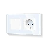 LIAONFOY Schuko 1 Fach 1 Weg Unterputz Lichtschalter mit Einzelsteckdose Weiß 110-250V 157mm