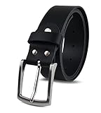 FOMAX Herren Ledergürtel aus Büffelleder, Gürtel Handgemacht, MADE IN GERMANY, für Männer Jeans Anzug, 38mm breit, Länge kürzbar, Echtleder schwarz (Bundweite 110cm)