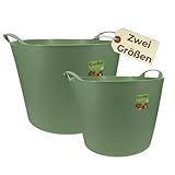 Flexibler Eimer 42 L Wäschewanne Mehrzweckkorb Wäschekorb flexibel rund Gartenkorb Flexible Wanne Plastikkorb mit Henkel Futtertrog Pferd (42 L)