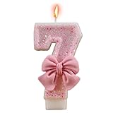 Geburtstags-Zahlenkerzen – Geburtstagskerzen Zahlen 1–9 | Zahlenkerzen für Kuchen | Glitzernde Kerze mit Schleifenverzierungen | Geburtstagskuchenkerzen für, Mädchen, Männer, Frauen, Kinder