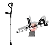 Unterarmgehstützen für Erwachsene, Faltbare Aluminium-Gehstützen, Höhenverstellbar, Offene Manschette, Ergonomischer Handgriff (Color : Silver, Size : 1 Count)