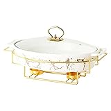 Chafer aus Keramik mit Marmorimitat – Chafing Dish Buffet Set für Hochzeiten, Partys, Bankette, Catering-Events – Weiß, Größe B