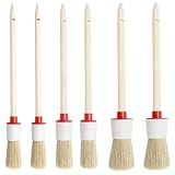 6er Borstenpinsel Rundpinsel Set, Pinsel Rund 20/25/30mm Professionelles Naturholz Ringpinsel Wachspinsel zum Lackierpinsel Streichen von Wänden und Möbeln für den Hausgebrauch