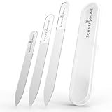 SCHWERTKRONE® 3er Set Glasnagelfeilen [SCHONEND & LANGLEBIG] - Glasfeile für Nägel hochwertig - Nagelfeile Glas für Naturnägel - Nail File Set Nagel Feilen - Nagelfeile Set mit Etui (abwaschbar)