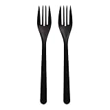 Haval Gabeln, Bio-PP 18,5 cm schwarz extra stabil 96435 Mehrweggabeln wiederverwendbar, 50 Stück