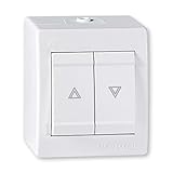 ALING-CONEL | All-in-One Aufputz Jalousientaster | Rolladenschalter - Weiß (RAL 9003) | 10AX/250V~ / IP 44 | Serie: Power Line | Art.-Nr. PL003-257.00