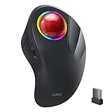 Nulea M505B Mouse Kabellose Trackball-Maus, wiederaufladbare ergonomische RGB-Rollerball-Maus, einfache Zeigefingersteuerung mit 5 einstellbaren DPI, 3 Geräteanschlüssen für PC, Laptop, iPad, Mac