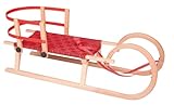 Schlitten Rodel aus Holz Holzrodel 110 cm Zugband + Rückenlehne
