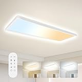 ONDTA LED Deckenleuchte dimmbar 22W, 58x20cm 2700K-6500K 2800LM, Deckenlampe mit Fernbedienung, IP44 Badezimmer lampe LED Panel für Küche Wohnzimmer Schlafzimmer Badezimmer Büro, Rechteckig