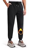 Libin Warme Jogginghose Herren Gefütterte Hose Fleecehose Winter Thermo Sporthose Lang Freizeithose mit Reißverschluss Taschen Winterhose Outdoor Thermohose Schwarz M