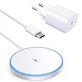 Mag-Safe Ladegerät iPhone mit 20W Schnelles Adapter, Wireless Charger induktive ladestation für iPhone 17/16/15/14/13/12 Serie, Ohrhörer 3/2, LED kabelloses ladegerät mit Zwei Ladeanschlüssen